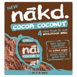 Barra crudivegana cacao coco multipack 4 unidades de 35 gramos Marca Nakd
